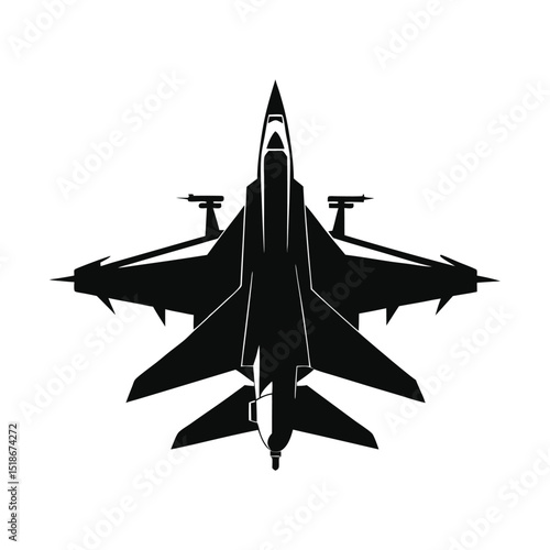 fighter jet military plane vector silhouette. vector illustration of a military airplane. military jet fighter jet.