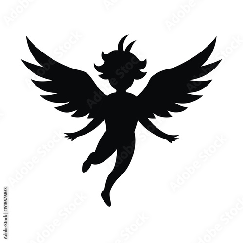 Angel vector silhouette illustration. angel with wings vector. illustration of angel, angel icon, vector art.