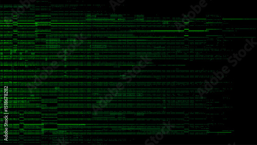 Abstract digital background with a green glitch pixel texture. black backdrop. binary code. data transfer concept. vector illustration. and technology concept. tech or cyber design.