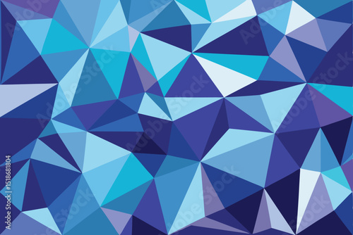 Abstract geometric mosaic of blue and turquoise triangles suitable for design projects