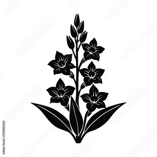 gladiolus stem icon  silhouette vector illustration on white background