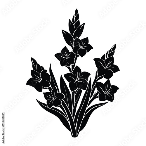 gladiolus stem icon  silhouette vector illustration on white background