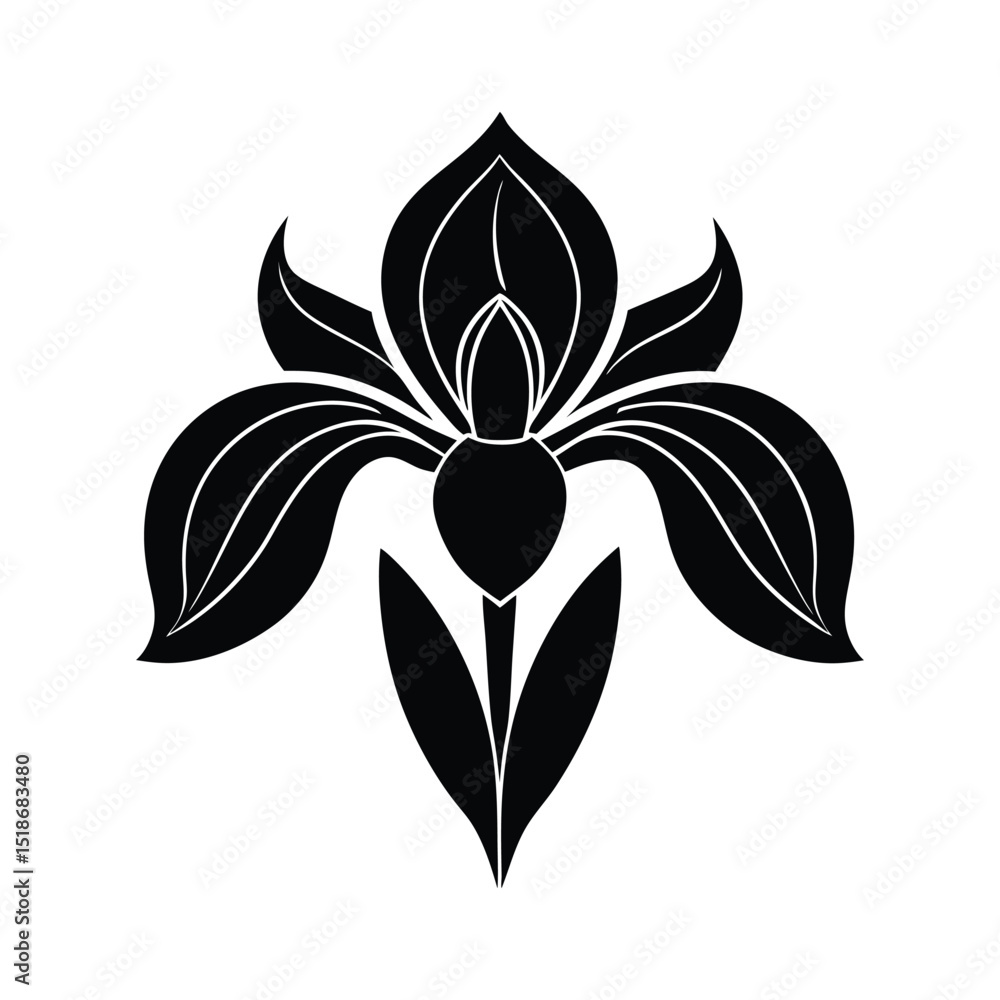 Obraz premium iris flower icon silhouette vector illustration on white background
