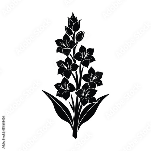 Obraz na płótnie gladiolus stem icon  silhouette vector illustration on white background