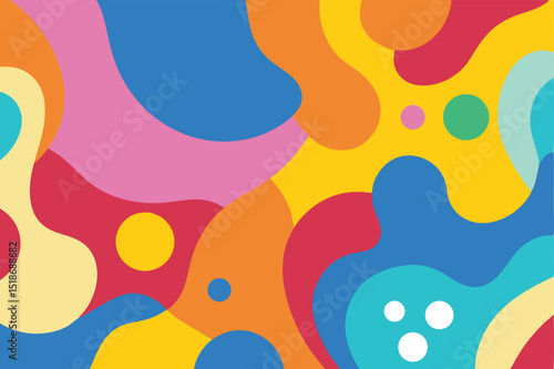 Colorful abstract organic shapes graphic design with transparent background