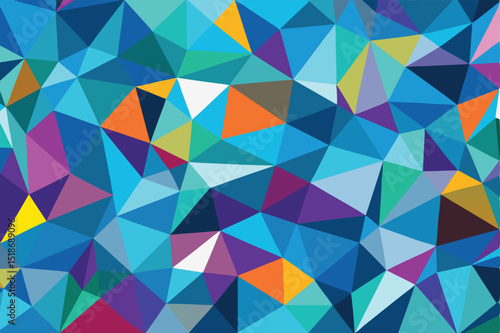 Colorful geometric mosaic pattern with transparent triangles for modern backgrounds