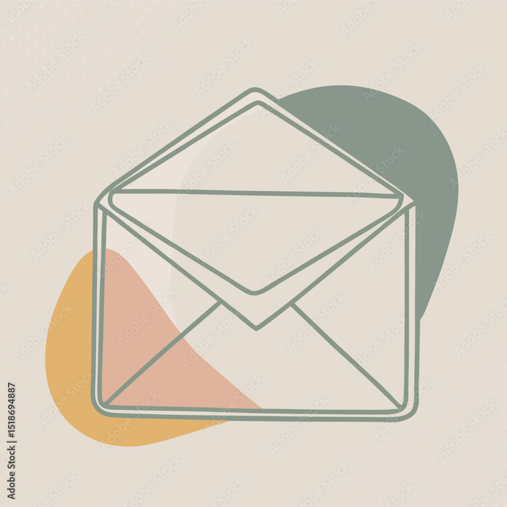Modern abstract open envelope illustration with geometric shapes on a white background Modern abstract open envelope illustration with geometric shapes on a white background