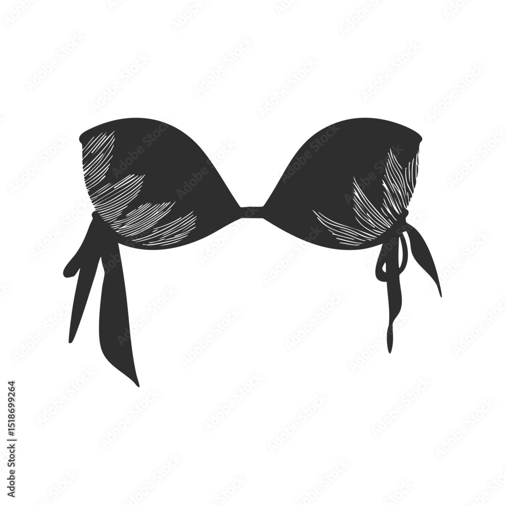 Fototapeta premium Bikini Top Silhouette Illustration. Fashion And Beachwear Design Isolated Vector Illustration