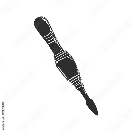 Vintage Woodworking Chisel Silhouette Illustration. Traditional Craftsmanship Tool For Carving And Shaping Wood. Isolated Vector Illustration