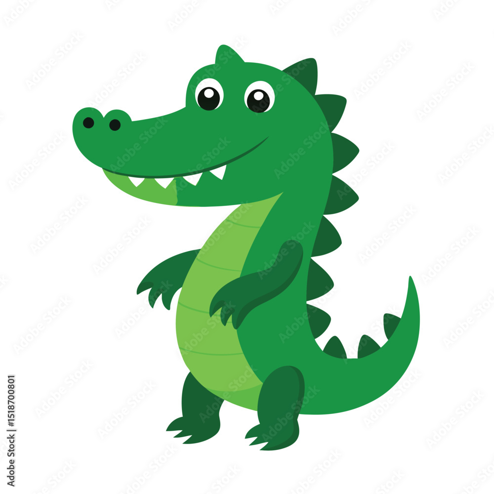 Fototapeta premium Cartoon funny crocodile isolated on white background.