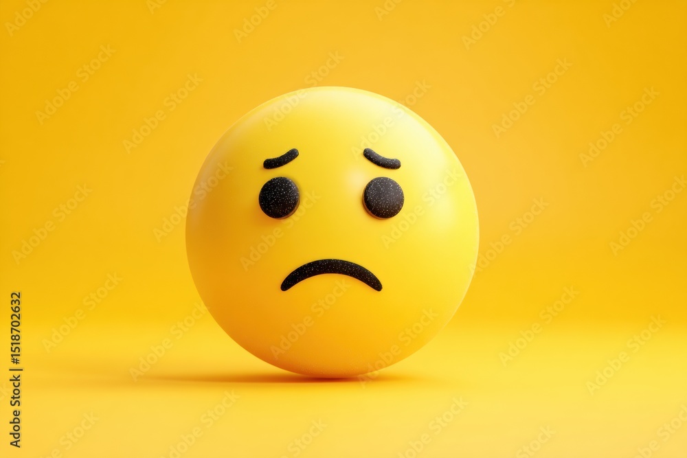 Fototapeta premium Sad Emoji Illustration With Soft Layout and Error Shadow Accentuating Feelings of Disappointment or Melancholy