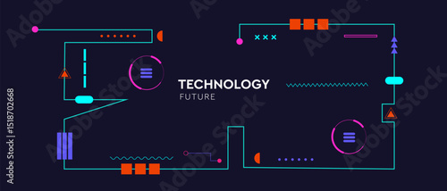 Cyberpunk abstract 3D grid network. High-tech pattern for UX design, app interfaces, social media graphics, invitations, and banners. Vector illustration