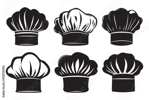 Set of Chef hat logo icons silhouette vector illustration