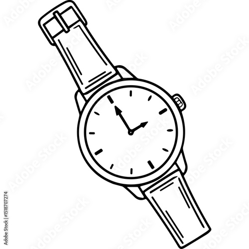 Watch with Analog Display and Leather Strap on Wrist