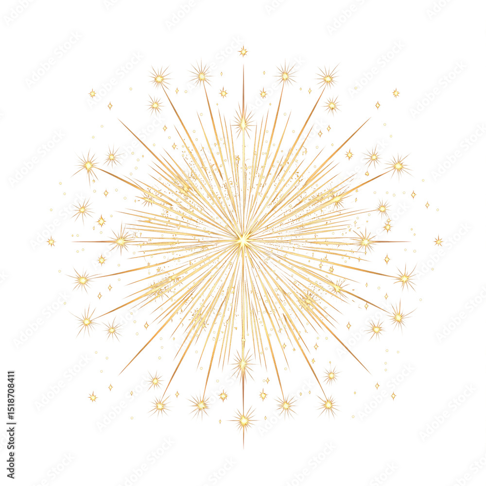 Obraz premium Flash of festive fireworks on transparent background. festive design. golden sparkle effect. design element. Festive lights