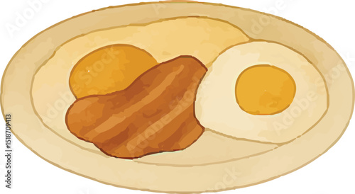 Description: A hearty American breakfast plate featuring creamy grits, a sunny-side-up egg, and a grilled sausage patty. This Southern classic offers a savory, comforting start to the day, 