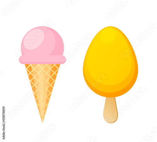 Set tasty ice cream collection