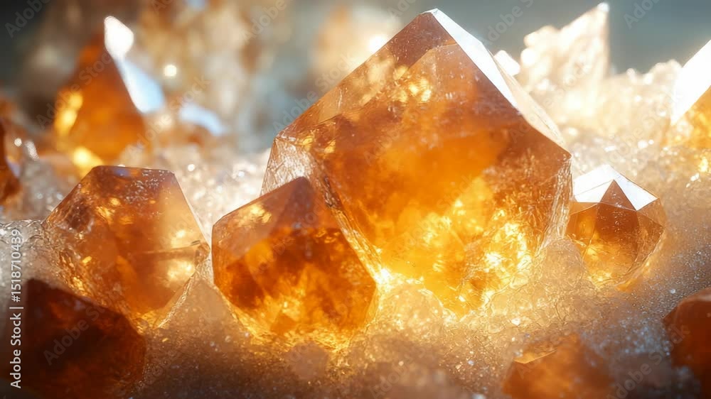 Vibrant Orange Crystal Formation Close-Up Vibrant Orange Crystal Formation Close-Up