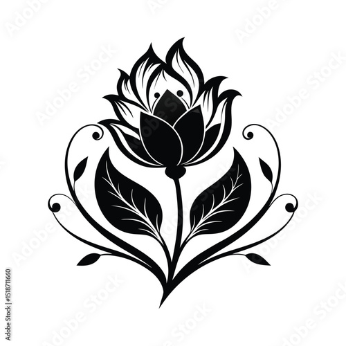 elegant flower silhouette illustration vector 