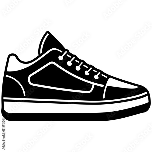 Minimalist sneaker icons, outline and filled styles, side view, modern design, vector illustration