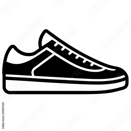 Minimalist sneaker icons, outline and filled styles, side view, modern design, vector illustration