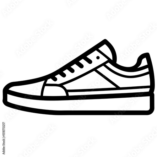 Minimalist sneaker icons, outline and filled styles, side view, modern design, vector illustration