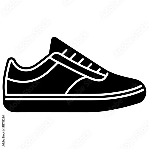 Minimalist sneaker icons, outline and filled styles, side view, modern design, vector illustration
