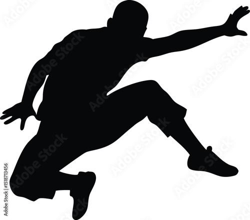 a man parkour silhouette isolated white background