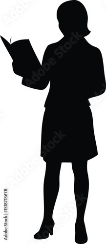 a silhouette of a woman standing and holding 