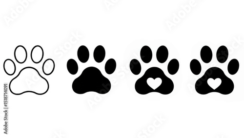 Pet paw editable stroke outline icon isolated on white background flat vector illustration. Pixel perfect. 