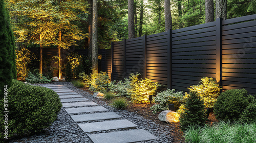 Modern aluminum fence with horizontal slats sits atop a grey concrete block base. Paired with a dense green hedge, it enhances privacy and style in a sleek, contemporary garden or outdoor design.


