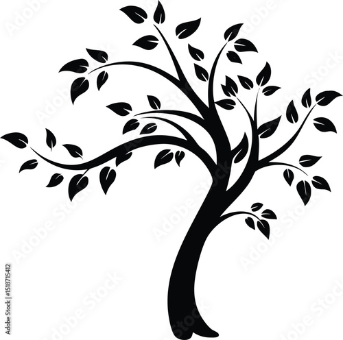 flowing tree silhouette with curved branches