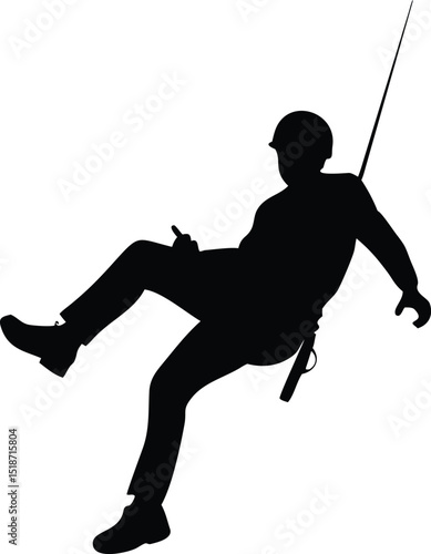 rappelling man vector silhouette 