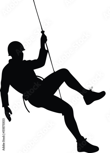 rappelling man vector silhouette 
