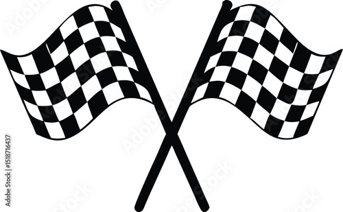 two crossed checkered flag nascar racing flag silhouette 