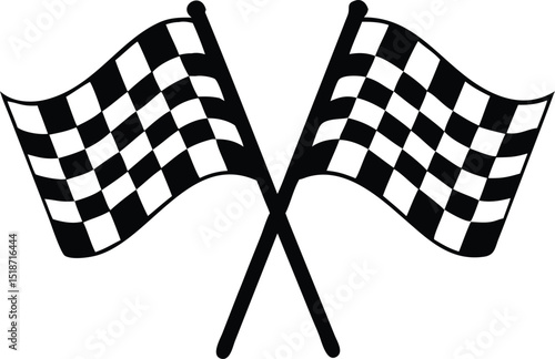 two crossed checkered flag nascar racing flag silhouette 