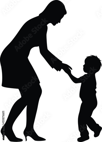 young mother she want to learn her child