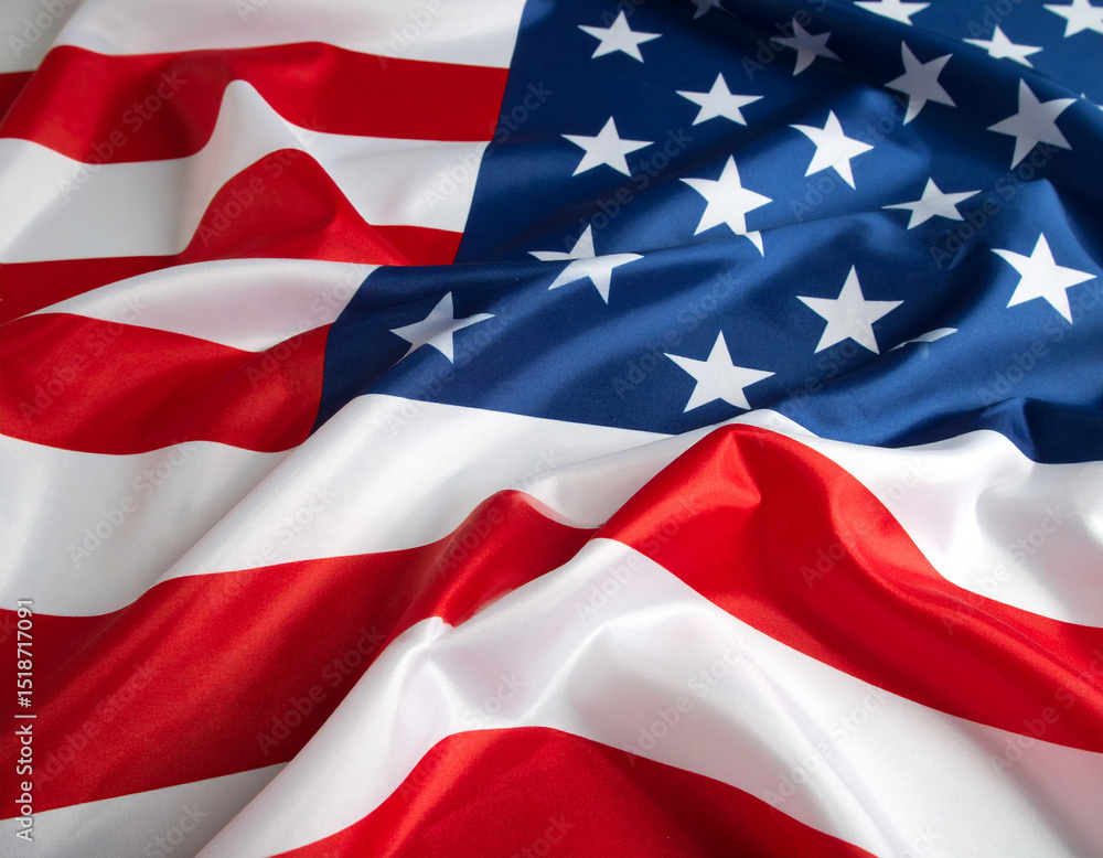 Obraz premium A close-up of the American flag's fabric shows the texture and detail of this national symbol of unity.