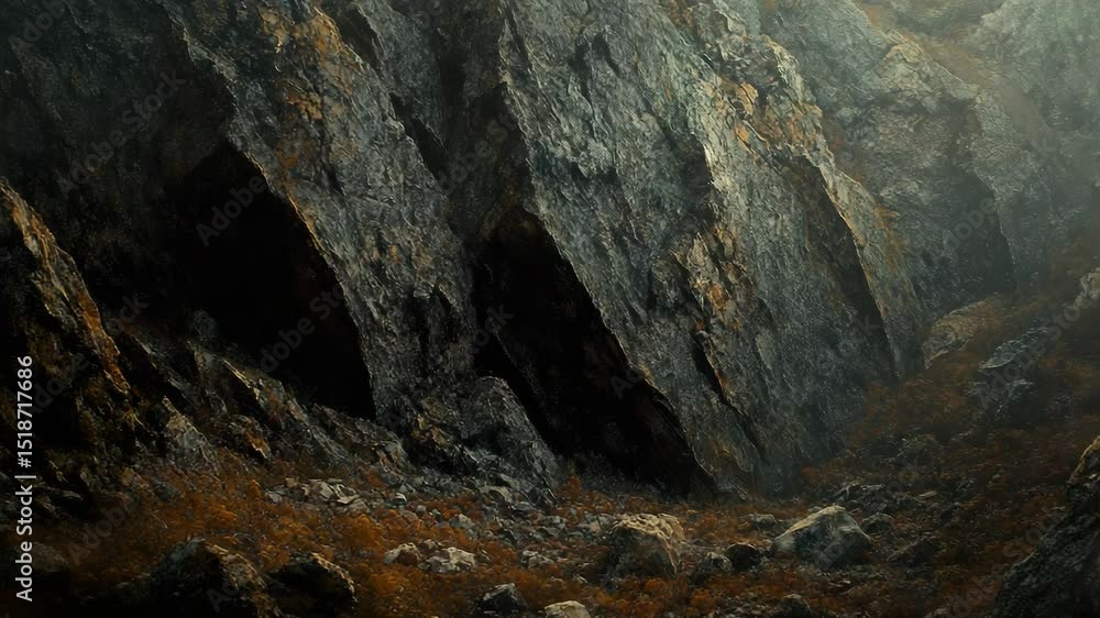 An image of a rocky area with a mountain in the background An image of a rocky area with a mountain in the background
