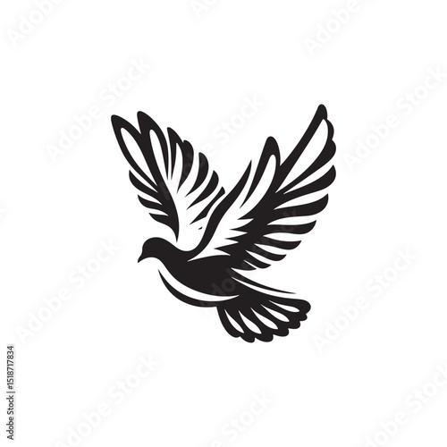 **"Graceful White-winged Dove Vector Silhouette: Elegant Desert Bird Design Featuring Wing Accents, Sleek Profile, and Peaceful Stance in Clean, Minimalist Style for Crafts and Digital Art"**
