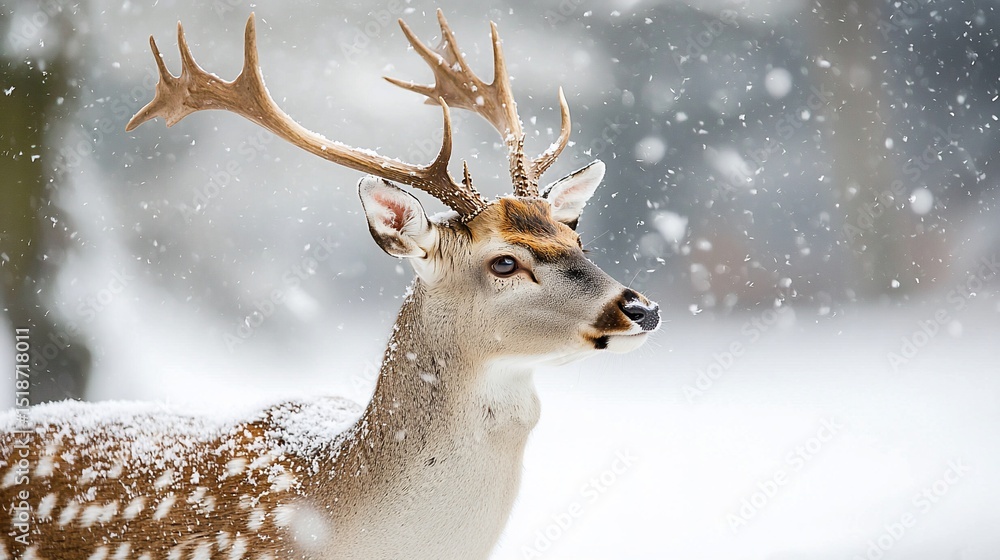 Deer in snowy forest Deer in snowy forest