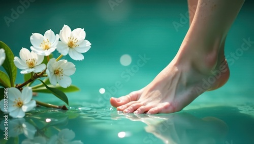 Wallpaper Mural Delicate foot, white blossoms, aquatic setting, swimming pool, beauty Torontodigital.ca