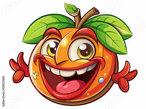 happy groovy apple character with a smiling face Vector cartoon illustration perfect for kids’ products, food branding, fun stickers, and playful designs