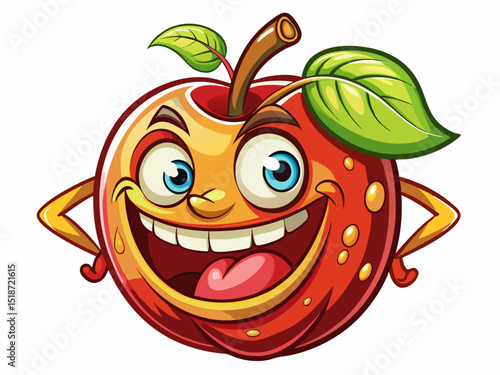 happy groovy apple character with a smiling face Vector cartoon illustration perfect for kids’ products, food branding, fun stickers, and playful designs