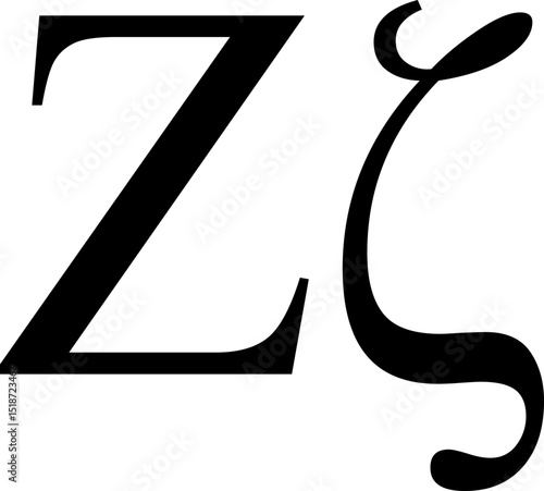 Crisp black and white vector of the Greek letter Zeta (uppercase and lowercase). Ideal for educational, scientific, and mathematical designs, representing the sixth letter of the Greek alphabet