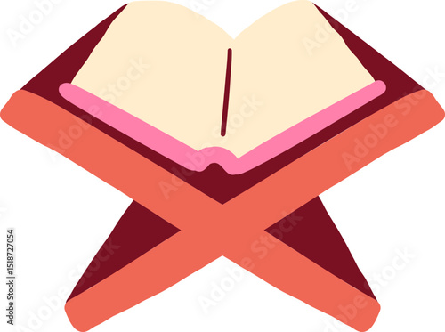 Open Quran On Wooden Stand Illustration
