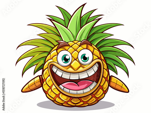 happy groovy pineapple character with a smiling face Vector cartoon illustration perfect for kids’ products, food branding, fun stickers, and playful designs