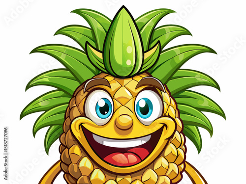 happy groovy pineapple character with a smiling face Vector cartoon illustration perfect for kids’ products, food branding, fun stickers, and playful designs