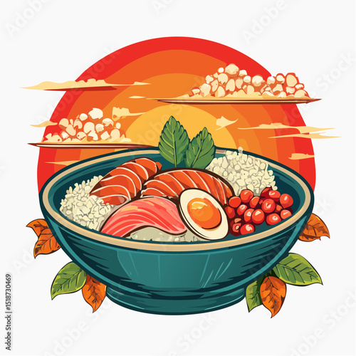 Vintage illustration of japanese food t shirt design, vector graphic, typographic poster or tshirts street wear and Urban style