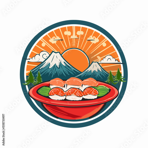 Vintage illustration of japanese food t shirt design, vector graphic, typographic poster or tshirts street wear and Urban style